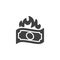 Burning money bill vector icon