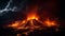 Burning mountain erupts, smoke and lava flow in inferno generated by AI