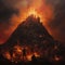 Burning mountain of wood, catastrophic fire made with generative AI