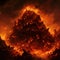 Burning mountain of wood, catastrophic fire made with generative AI