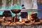 Burning old textured candles in Batu Caves