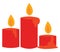 Burning orange candles vector illustration