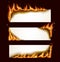 Burning paper horizontal vector banners with fire