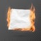 Burning piece of crumpled paper with copy space. crumpled paper blank. Creased paper texture in fire. Vector
