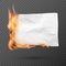 Burning piece of crumpled paper. crumpled empty paper blank. Creased paper texture in fire. Vector