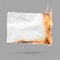 Burning piece of paper with copy space. crumpled paper blank. Vector