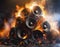 Burning pile of speakers