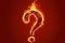 burning question mark on red background