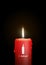 Burning Red Candle - 1th Sunday of Advent - Isolated Candlelight