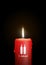 Burning Red Candle - 2nd Sunday of Advent - Isolated Candlelight