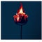 Burning rose on a dark blue background. Close-up. AI Generated