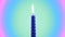 Burning and rotating blue candle with burning flame