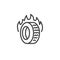 Burning rubber tire line icon
