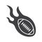 Burning rugby ball glyph icon