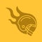 Burning rugby player`s helmet glyph color icon