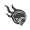 Burning rugby player`s helmet glyph icon