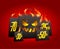 Burning scary black paper bags with percents discounts