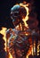 Burning Skeleton in Flames. Generative AI