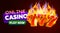 Burning slot machine wins wins the jackpot. Fire casino concept. Hot 777