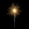 Burning sparkler. Bengal light realistic, christmas, new year and happy birthday sparkling candle, pyrotechnics for