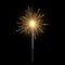 Burning sparkler. Bengal light realistic, christmas, new year and happy birthday sparkling candle, pyrotechnics for party.