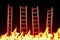 Burning staircase . Emergency exit .