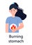 Burning stomach icon vector. Gastritis symptoms info-graphics in flat style. Sign of indigestion, abdominal pain