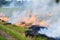 Burning straw stubble farmers when the harvest is complete.