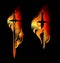 Burning sword among fire flames vector design
