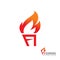 Burning torch - vector logo template concept illustration. Fire flame creative sign. Design element