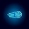 burning wheel icon in blue neon style. Element of racing for mobile concept and web apps icon. Thin line icon for website design