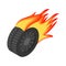 Burning wheel isometric 3d icon