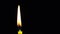 Burning wick of a church candle on a black background