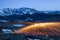 Burning Wirewool being used to make circle like light trails at Night on the Tarcu montain. Romania. Caras Severin.