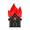 Burning wooden house. Fire wooden hut. vector illustration