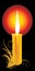Burning yellow candle with ornament