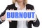 Burnout ill illness stress stressed at work businesswoman business concept