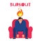 Burnout syndrome tired exhausted businessman sitting on the chair mental health vector