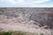 Burns Basin Overlook in Badland national park during summer. From grassland to valley. Badland landscape South Dakota