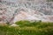 Burns Basin Overlook in Badland national park during summer. From grassland to valley. Badland landscape South Dakota