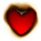 Burnt hole in shape of heart
