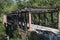Burnt out covered bridge in rural West Virginia