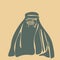 Burqa, Muslim woman portrait wearing burqa islamic female headwear covered head, Abstract vector illustration silhouette