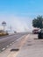Burriana, Spain 08/21/18: Road cut by smoke cloud