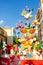 Burriana, Spain 10-10-2021: View of the Fallas dolls in the first celebration of this party in the new normality