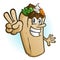Burrito Cartoon Character Holding Up a Peace Sign