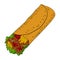 Burrito. A dish of Mexican cuisine. Delicious shawarma.