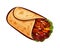 Burrito. Element of restaurant menu or eatery. Mexican food, meal, eating concept. Cartoon vector illustration