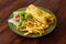Burrito mexican cuisine wrap with french fries
