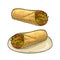 Burrito - mexican traditional food. Vector color vintage engraving